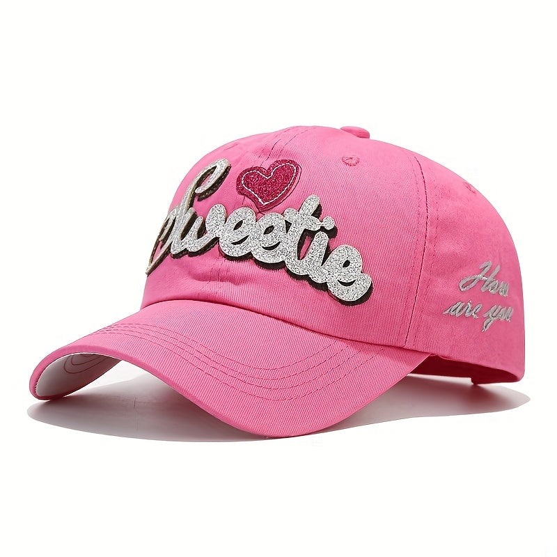 Y2K SWEET Patch Baseball Cap Cartoon Heart Sunshade Dad Hat
