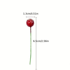 100pcs Christmas Decor Artificial Holly Berry Wire Bundle Garland Wreath