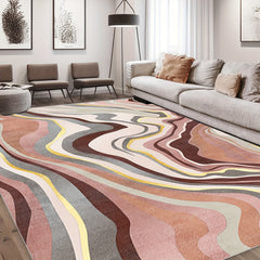 Striped Wave Area Rug Soft Faux Sheepskin Floor Mat for Living Room Bedroom