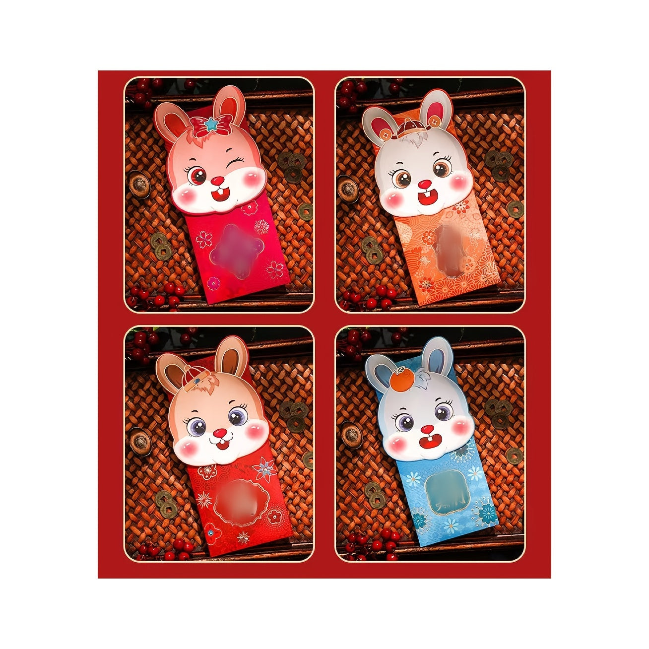 4pcs Cartoon Rabbit Red Envelopes Pack