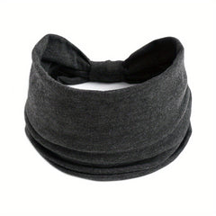 Stretchy Wide Yoga Headband Brown Gray Non Slip Spandex Polyester Blend