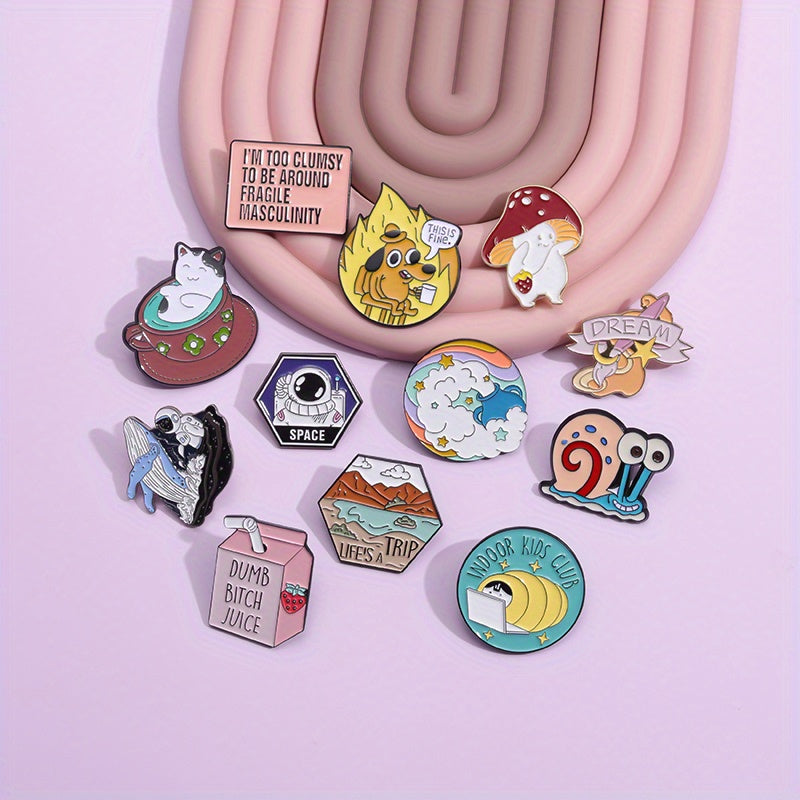 5pcs Random Cartoon Animal Brooches for Clothing and Bag Accessories