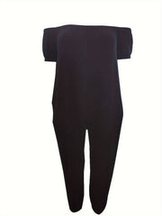  Off Shoulder Bubble Sleeve Jumpsuit