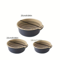 3pcs Reusable Double Layer Drain Basket for Vegetables and Fruits Colander