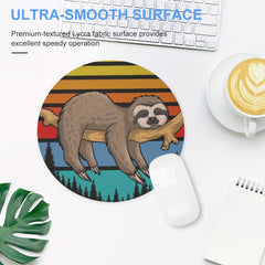 Cartoon Sloths Round Mouse Pad Non Slip Rubber Base Small Size