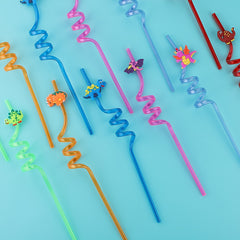 10pcs Reusable Dinosaur Straws for Kids' Parties