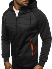 Patchwork Zip Hooded Sweatshirt Men's Jacket Coat