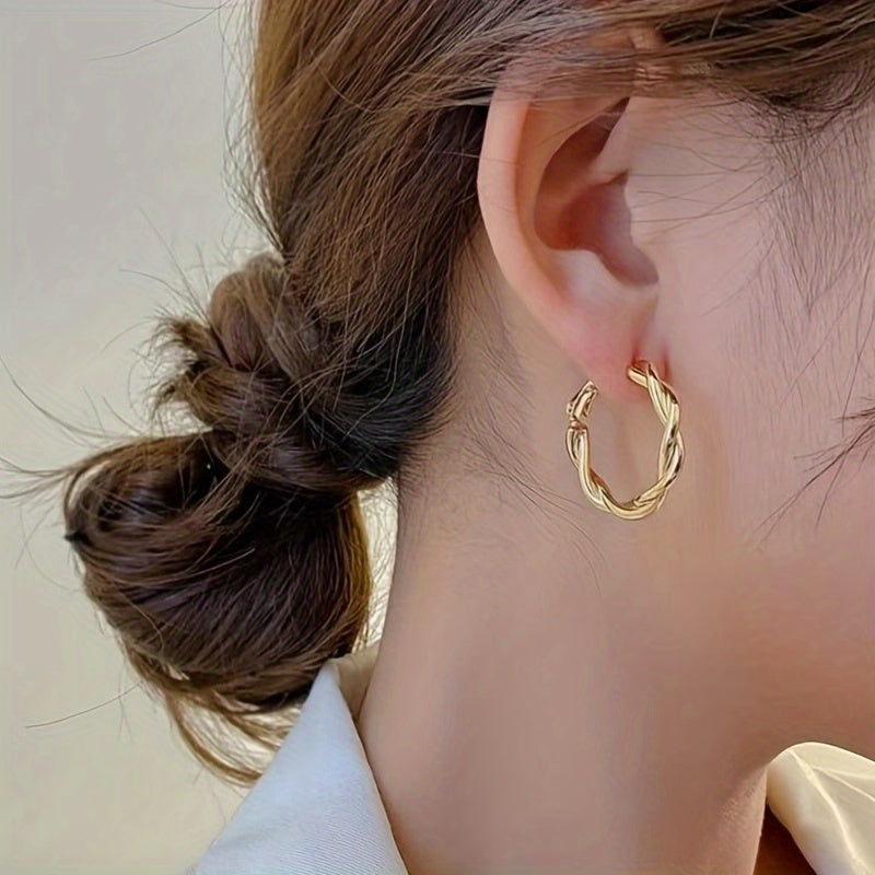 Chunky Chain Hoop Earrings 18K Plated Alloy Ear Jewelry Decorations