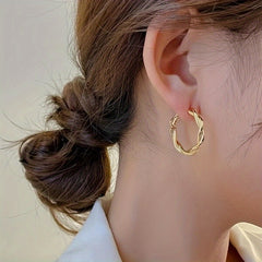 Chunky Chain Hoop Earrings 18K Plated Alloy Ear Jewelry Decorations
