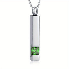 Custom Birthstone Cube Cremation Necklace for Ashes