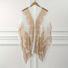 Paisley Print Gauze Shawl Sunproof Cover Up Loose Wrap Cardigan