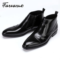 FARWARWO Men's Leather Business Ankle Boots