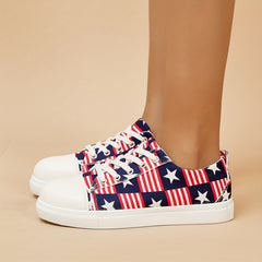 Women's Stars & Striped Canvas Shoes Lace Up Sneakers