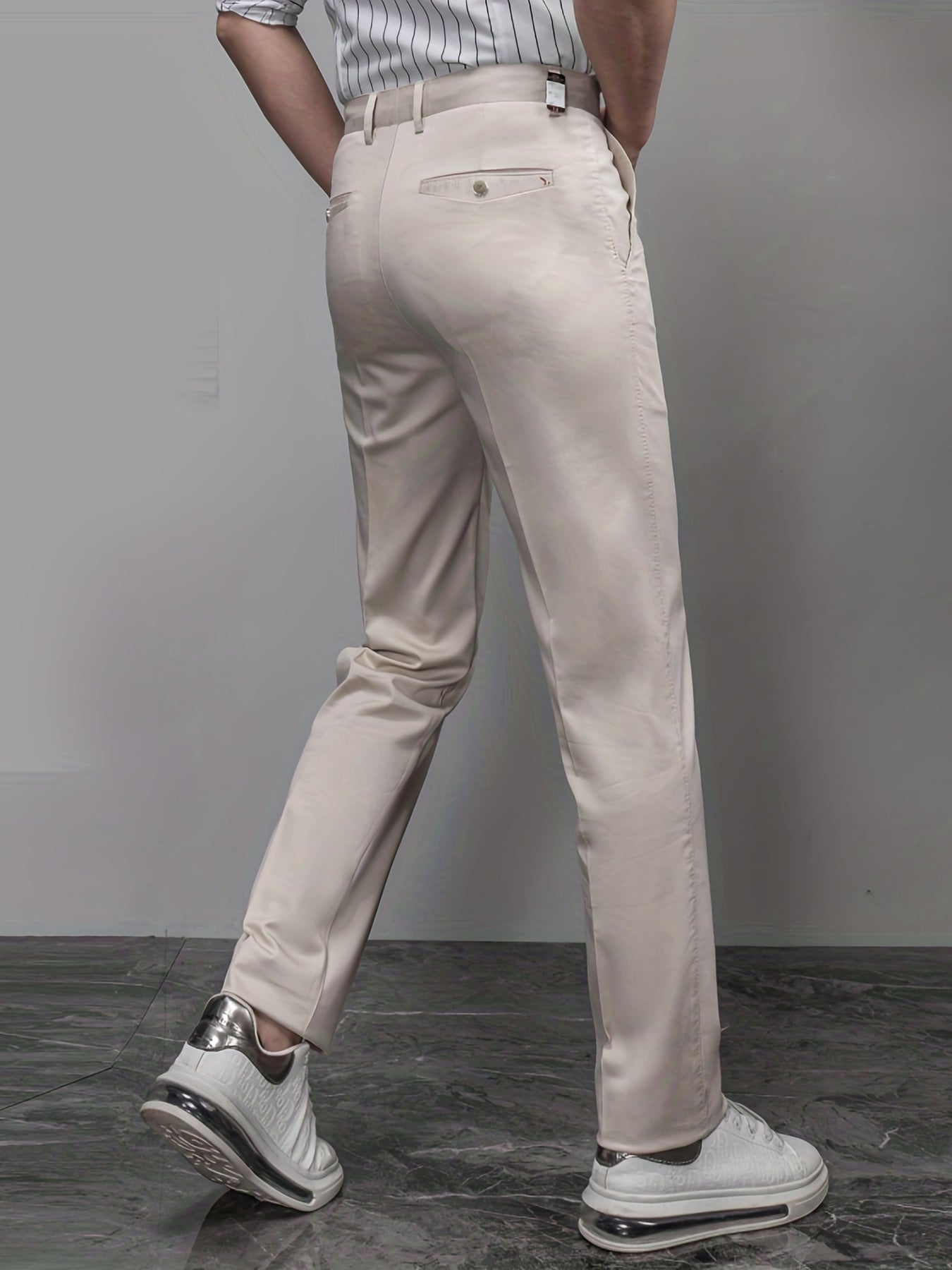 Men's Straight Leg Trousers Relax Fit Pants for Business Formal Summer