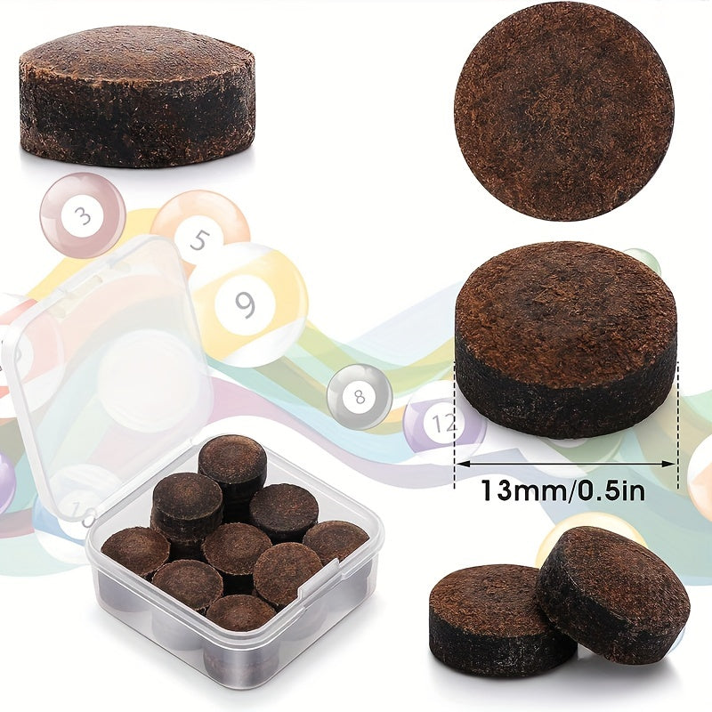 3pcs 13mm Billiards Club Heads Replacement Kit Brown Faux Leather Single Layer