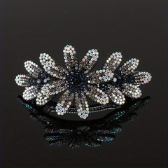 Vintage Flower & Rhinestone Hair Clip Barrette
