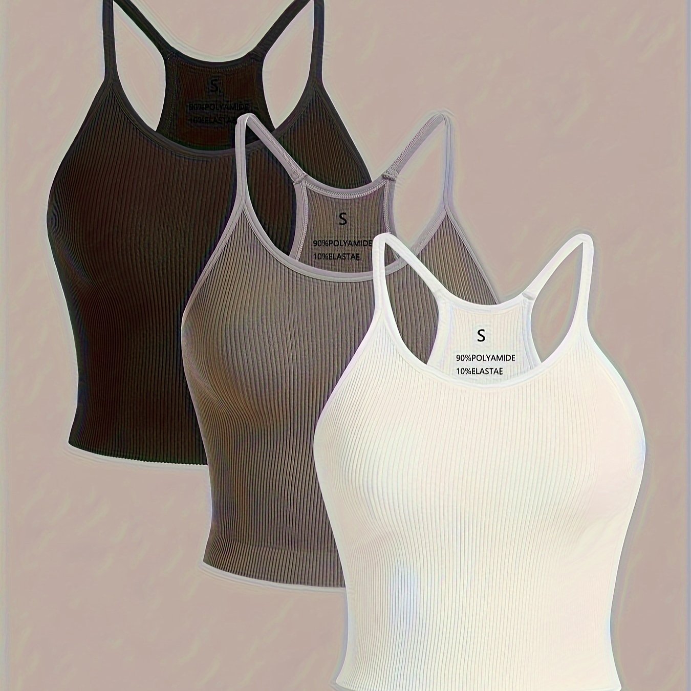 Ribbed Solid Sports Cami Tank Top for Women