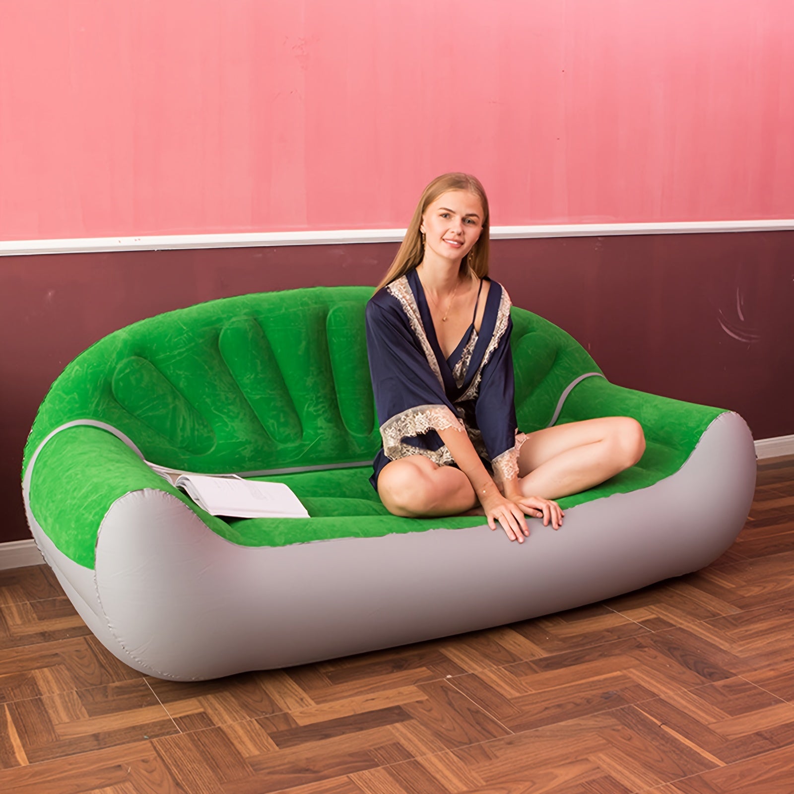 Double Outdoor Inflatable Sofa Crown Plush Lazy Bed