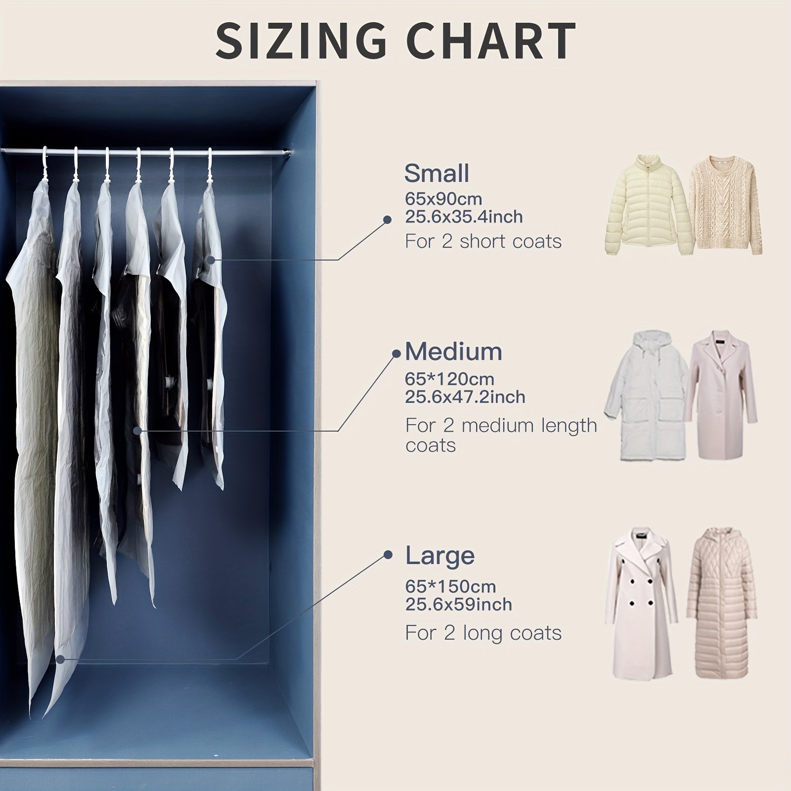 1pc Hanging Vacuum Compression Bag Coat Down Jacket Coat Organizor Storage