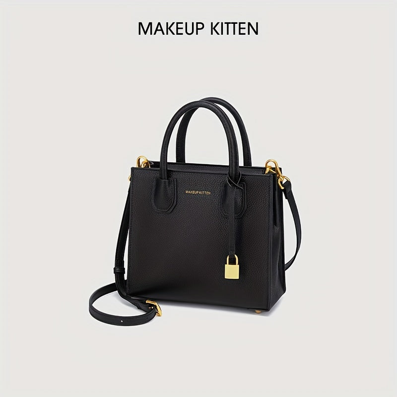 Letter Graphic Lock Crossbody Bag Top Handle Purse For Women