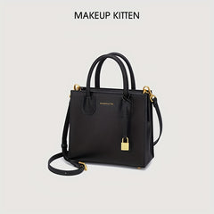 Letter Graphic Lock Crossbody Bag Top Handle Purse For Women