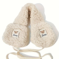 Warm Beige Teddy Bear Ear Warmers for Women