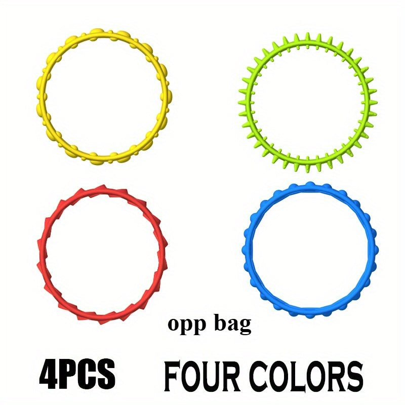 4pcs Silicone Decompression Toy Bracelets in Yellow, Green, Red