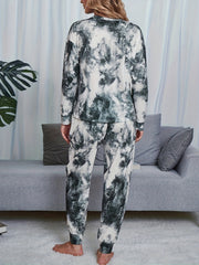 Tie Dye Print Lounge Set Long Sleeve Top & Pants Women's Loungewear