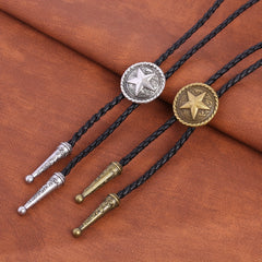 Men's Retro Pentagram Metal Pendant Tie Western Cowboy Shirt Sweater Accessories