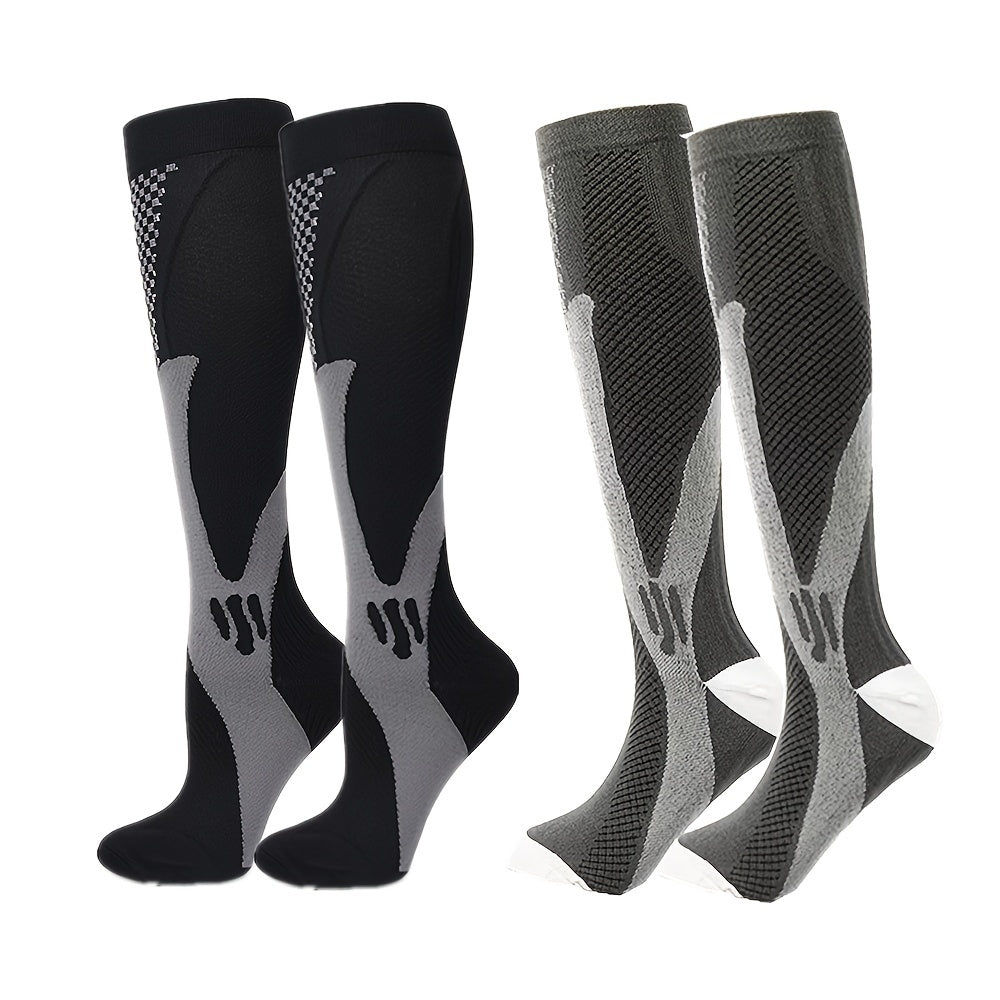 Outdoor Compression Knee High Running Socks 2 Pack