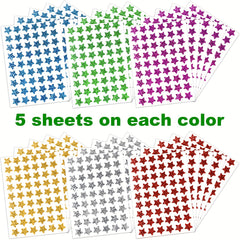 Holographic Star Stickers Self Adhesive Paper Decals 6 Colors 1 Diameter