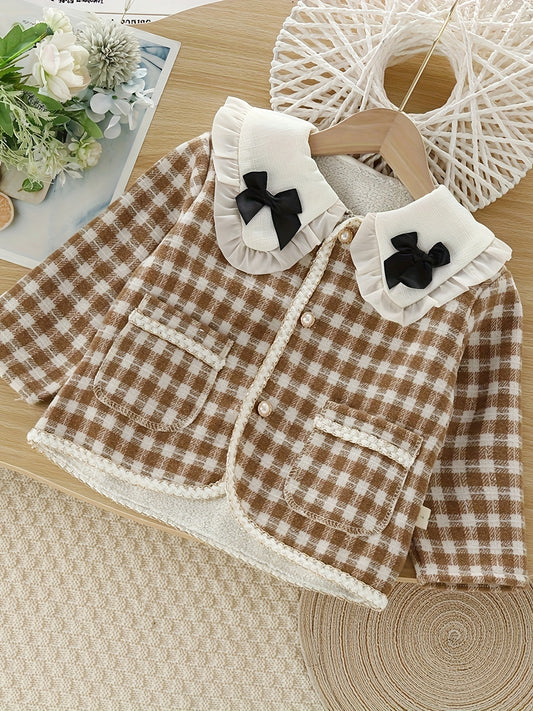 Toddler Girls Checkered Long Sleeve Jacket for Spring Fall Winter