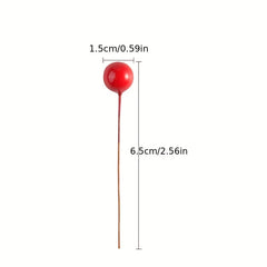 100pcs Christmas Decor Artificial Holly Berry Wire Bundle Garland Wreath