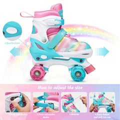 Kids Candy Roller Shoes with Buckle Four Wheeled Skate Sneakers
