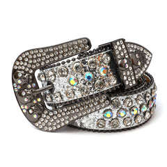 Punk Skull Rhinestone Belt Western Cowgirl Bling Studded PU Leather Y2K