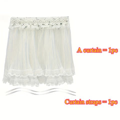 Dollhouse Curtain Kit - 2pcs Set Layer Tulle Curtains with Tiebacks
