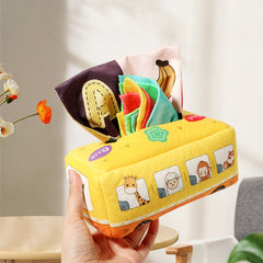 Baby Tissue Box Crinkle Sensory Toys & Rainbow Scarves Set