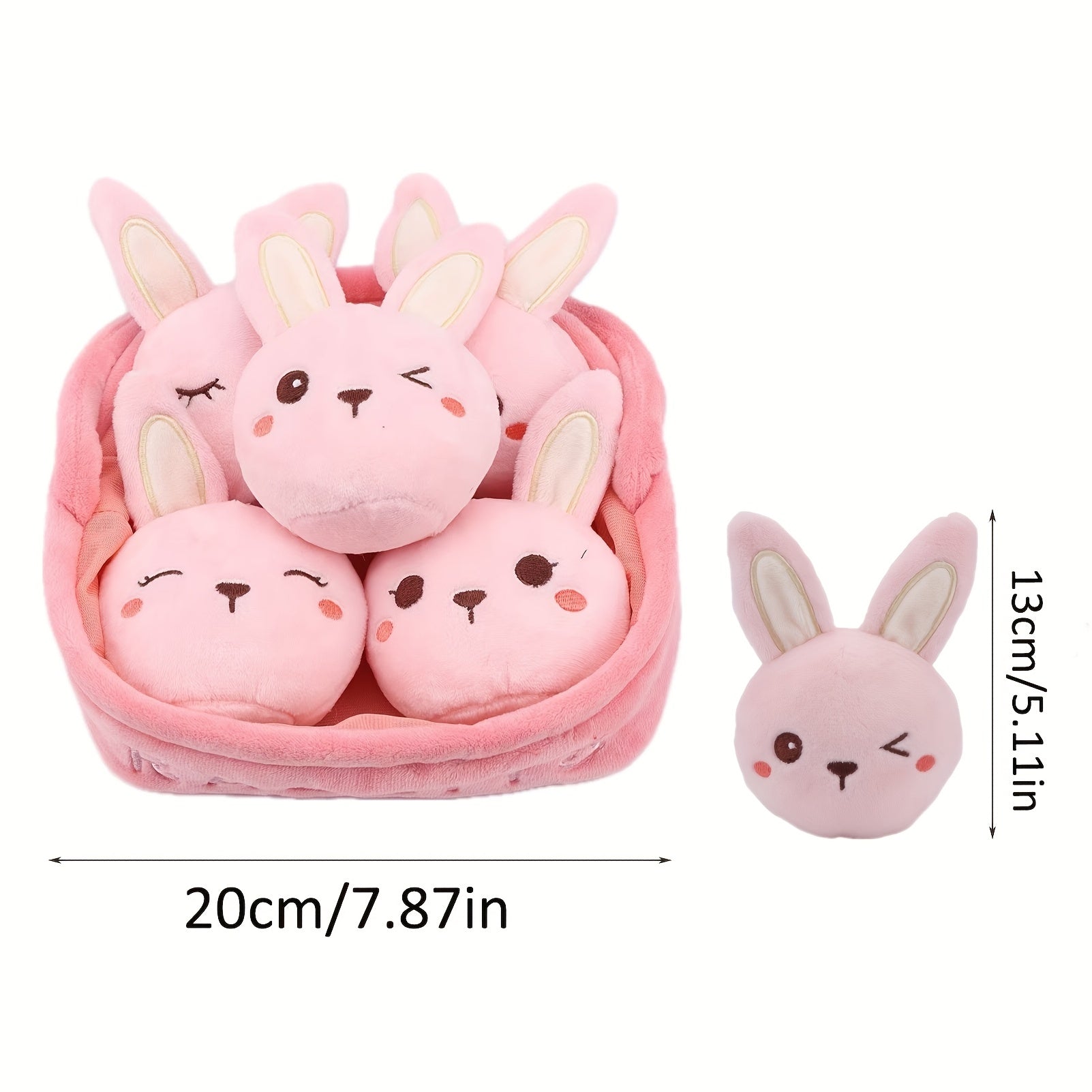 6pc Plush Toy Set Capybara Cat Dinosaur Axolotl Duck in Basket