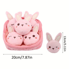 6pc Plush Toy Set Capybara Cat Dinosaur Axolotl Duck in Basket