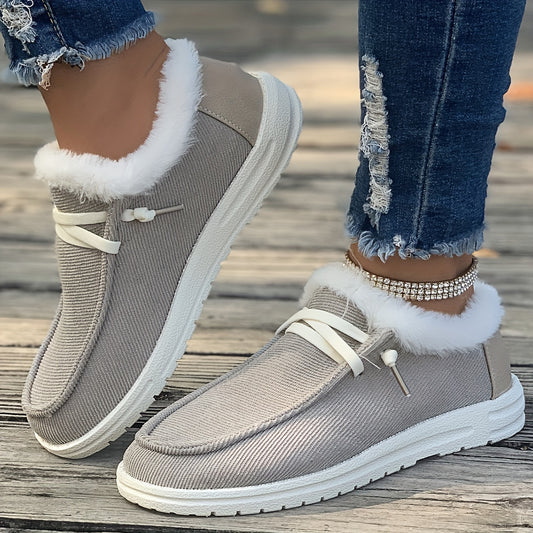 Winter Warm Flats Thermal Snow Boots Faux Fur Plush Lined Slip On Shoes
