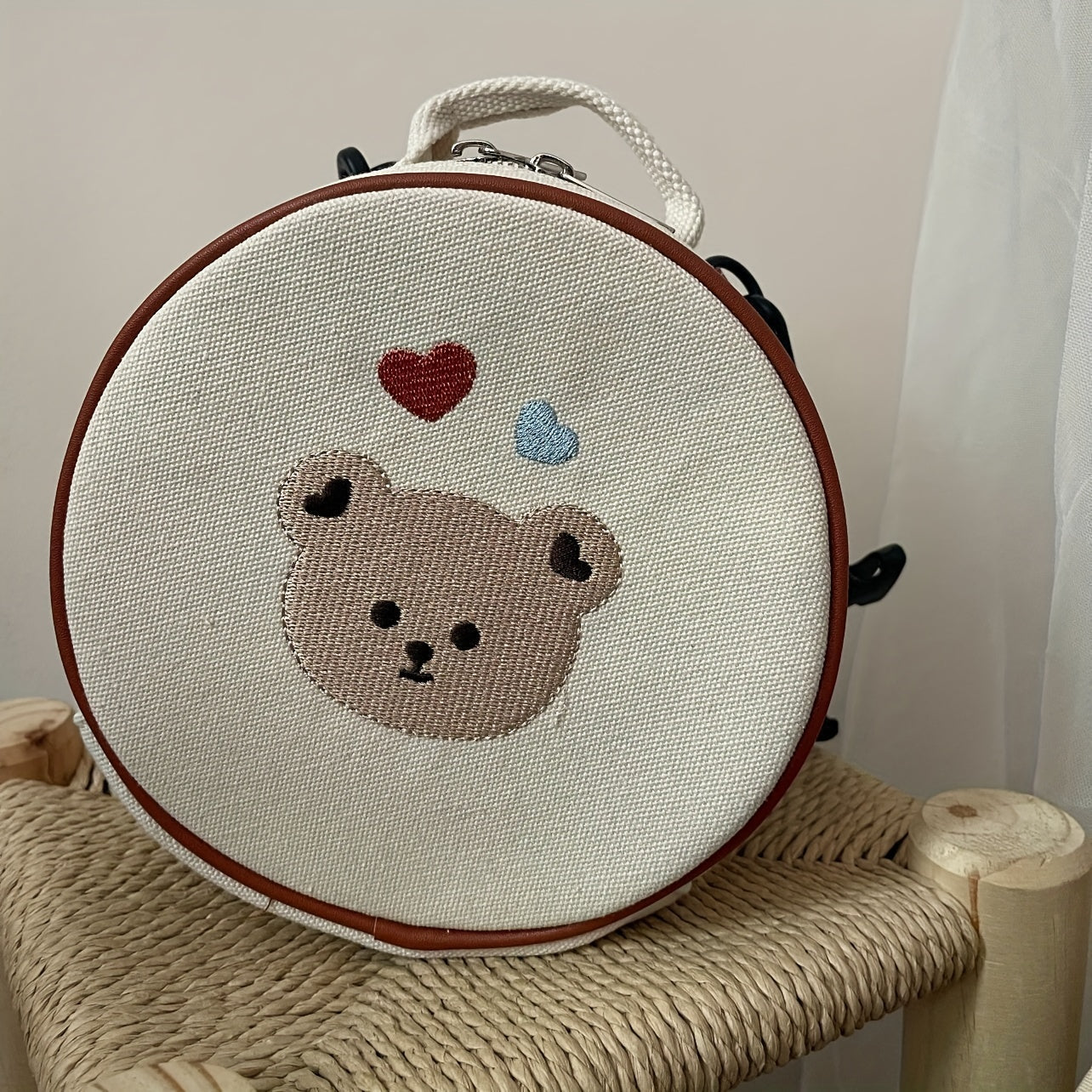 Kids Embroidery Bear School Bag Travel Backpack