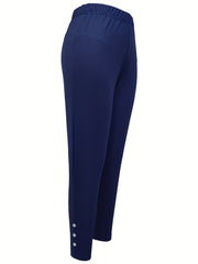  Solid Faux Pearl High Rise Fitness Leggings