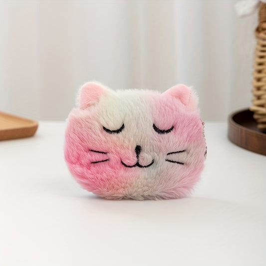 Colorful Fuzzy Plush Coin Purse with Zipper