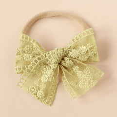 Summer Baby Bow Headband Lace Embroidery & Knotted