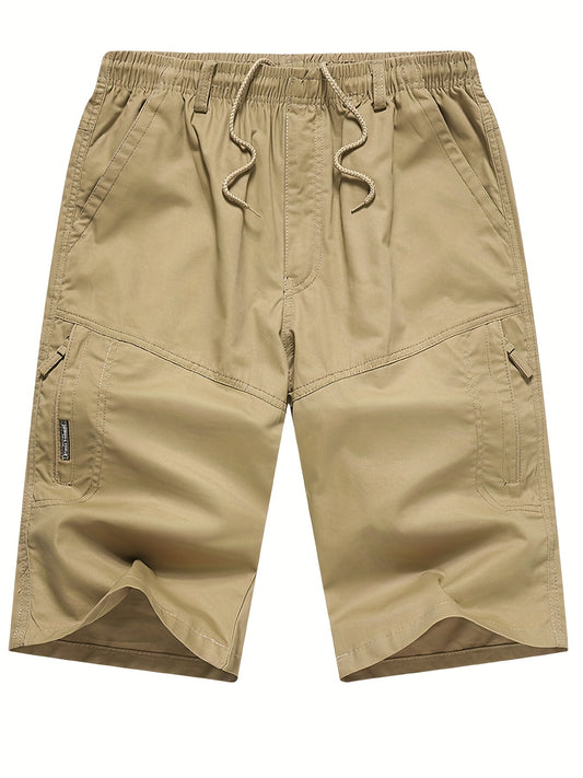 Classic Cargo Shorts Men's Casual Pocket Solid Waist Drawstring Cargo Shorts