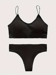 Wireless Bra & Thong Lingerie Set Women's Underwear