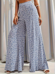  Boho Pants Women's Plus Floral Print Wide Leg Pants