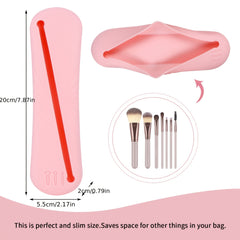 Silicone Travel Makeup Brush Holder and Small Bag