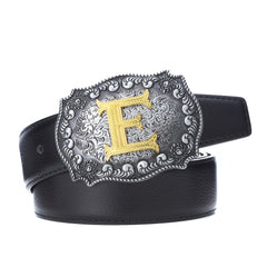 Western Denim Letter E Belt Buckle With Cloud Edging