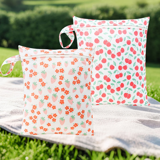 2pcs Tropical Leaf Wet Dry Bags for Kids Durable Polyester